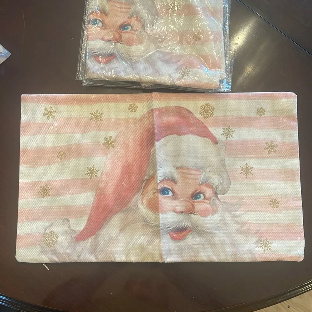 New Santa pillow covers Vintage look soft colors